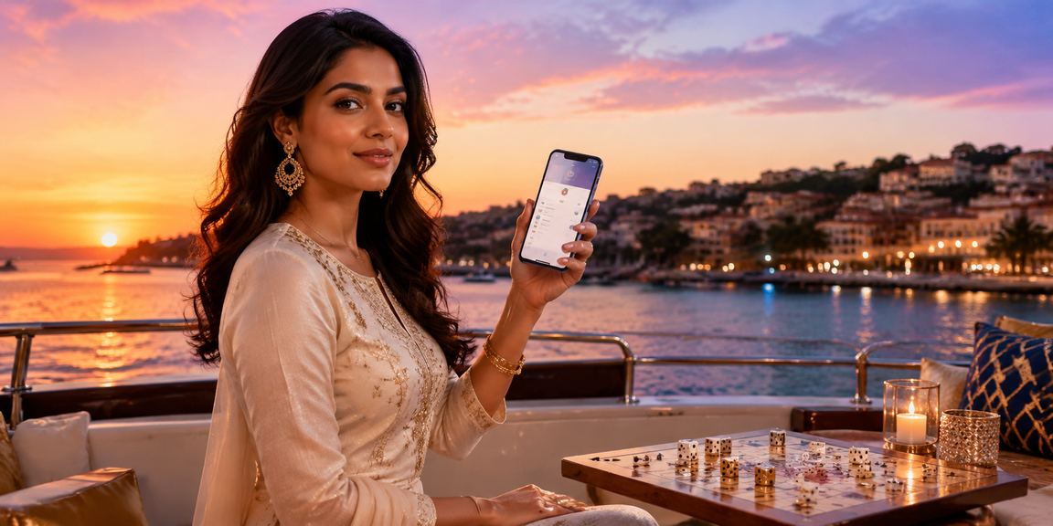 Scenic goa beach with dice game theme