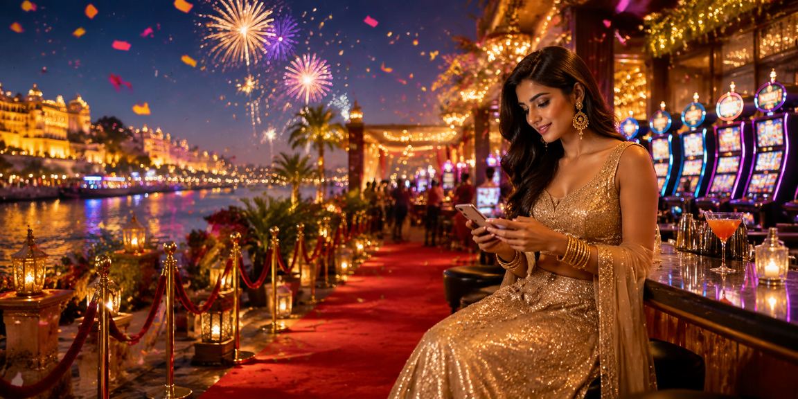 Indian woman enjoying online mobile casino slots